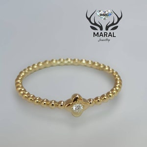 clover ring,diamond ring, flower ring, mother ring, solid Gold, 14 k Gold ring