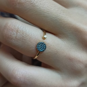 blue diamond, diamond ring, 14k Gold ring, blue diamond ring, solid gold