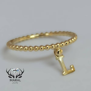 Anillo con letra, anillo sencillo, anillo personalizado, anillo de oro de 14k, oro macizo