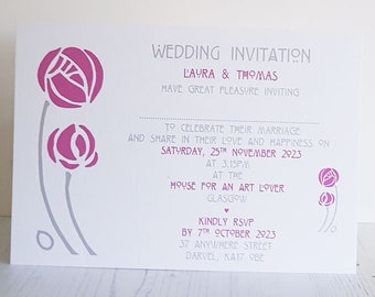 Charles Rennie Mackintosh Style Wedding Invitation 901