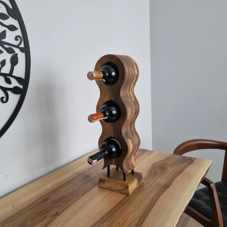 Wine Bottle Holder, 60 Cm Walnut Wood Vertical Wine Glass Holder, Table
