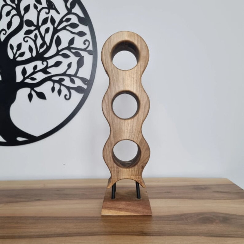 Wine Bottle Holder, 60 Cm Walnut Wood Vertical Wine Glass Holder, Table