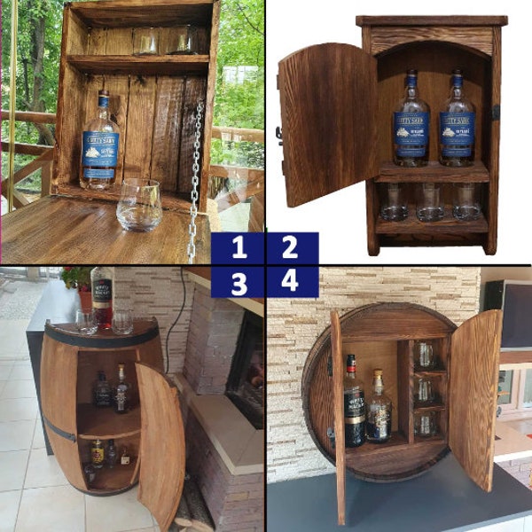 Bar Cabinet, Authentic Liquor Cabinet, Floor Cabinet, Wall Hanging Bar, Handmade Wooden Cabinet, Housewarming Gift, Different Wooden Bar