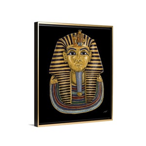 King Tut - Egyptian Wall Art - Canvas Print With Floating Gold Frame,  Wall Decor