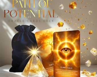 Baraja de Oráculos Sendero del Potencial: Sabiduría Ancestral, Guía Espiritual, 50 Cartas Intuitivas + 1 Carta de Instrucciones