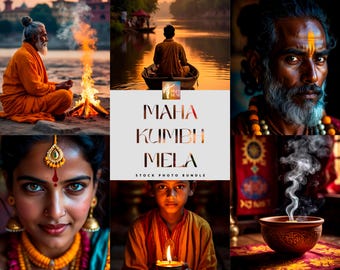 Maha Kumbh Mela Sacred india photos, ritual, ganges river, sadhu stock, spiritual art, ayurveda branding, diya, mystic, yoga, hindu culture