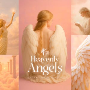 天上の天使たち。ストックフォトセット | 天使、天上の芸術、神聖な、ファンタジー、霊的な芸術、天国の、神聖なイメージ、スピリチュアル、翼、ファンタジー