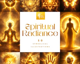 Spiritual Radiance Symbolical Illustrations. Clipart, energy healing, instagram, meditation symbols, divine energy art, stock photo, sacred