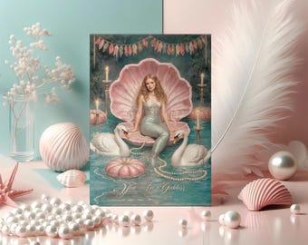 You Are a Goddess Mermaid Birthday Card - Fantasy Siren Gift