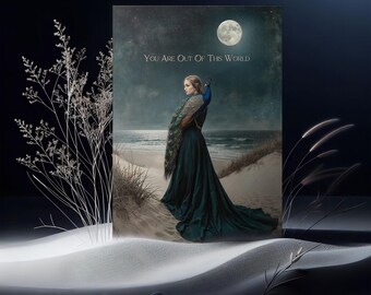 Out of This World Peacock Greeting Card - Celestial Gift For Her