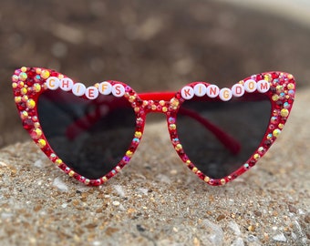 Kansas City Chiefs Sunglasses, KC Kingdom, Red Friday, Bedazzled Sunglasses, KC Fan Gear, Chiefs Kingdom, Football Gift Idea