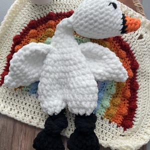 Handmade Crochet Swan Knotted Lovey | Heirloom Stuffed Animal | Toddler Gift
