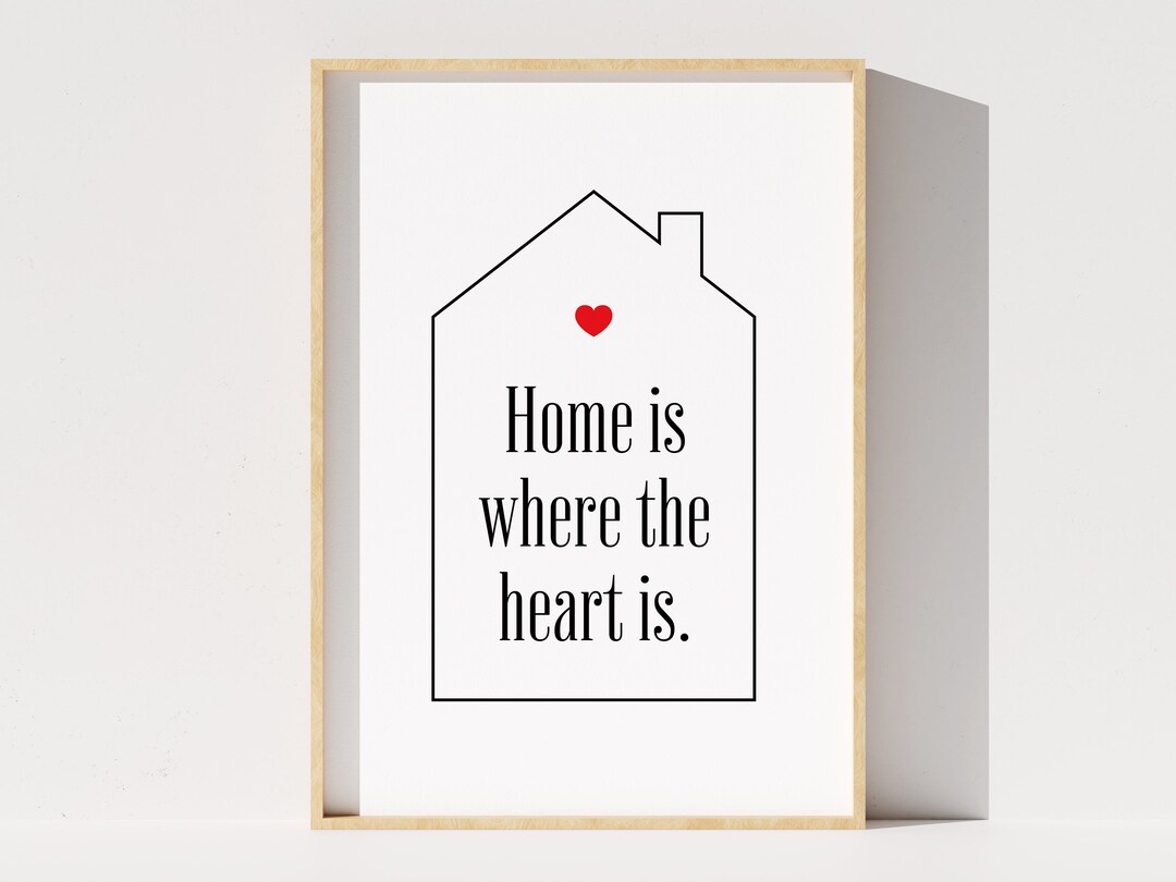 Home is Where the Heart is Digital Print, Home Sweet Home Wall Art, Heart Home Decor, Home Quote Poster, Housewarming Gift... 