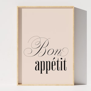 Bon Appétit Digital Print, Kitchen, Dining Room, Restaurant Decor, French Quote Printable Wall Art, Modern Home Decor, Instant Download