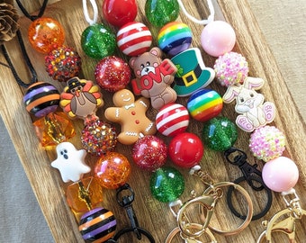 Holiday Beaded Lanyard Bundle: Seasonal Charms teacher gift