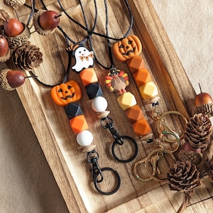 Herbst Lehrer Schlüsselbänder | Halloween Schlüsselbänder | Lehrer Schlüsselbänder | Sozialarbeiter Schlüsselband | Kürbis | Gespenst | Türkei