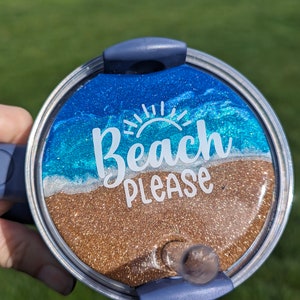 Beach Themed, Personalized Stanley Cup Tumbler Name Plate, 20/30 or 40oz, Custom Tag, Personalized gift for her, Name tag