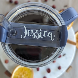 Clear, White, Minimalist, Personalized Stanley Cup Tumbler Name Plate, 20/30 or 40oz, Custom Tag, For her, Gift for Mom, Name tag