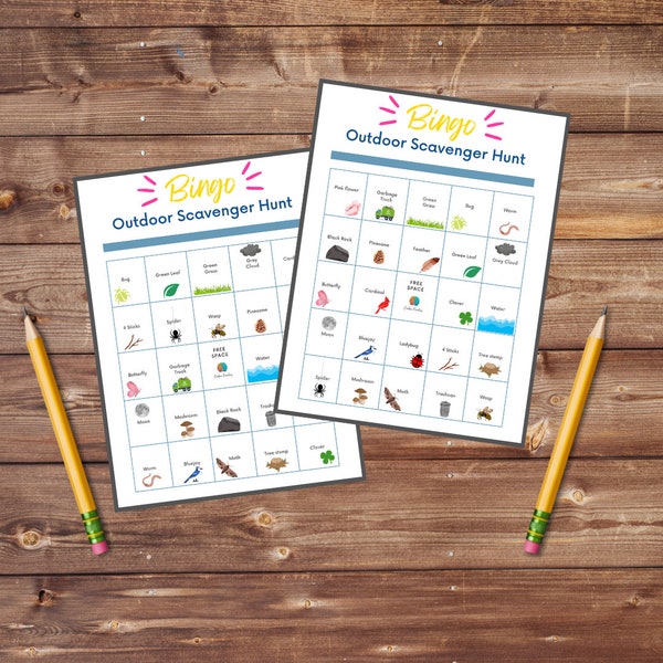 Printable Nature Scavenger Hunt Bingo for Kids | Instant Download | Outdoor Adventure Game | Summer Activities for Children