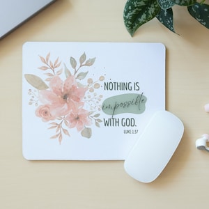 Christian Mousepad, Personalized Mousepad, Office, Office Decor, Work from Home, Coworker Gift , Bible Verse, Catholic Gift, Christian Gift