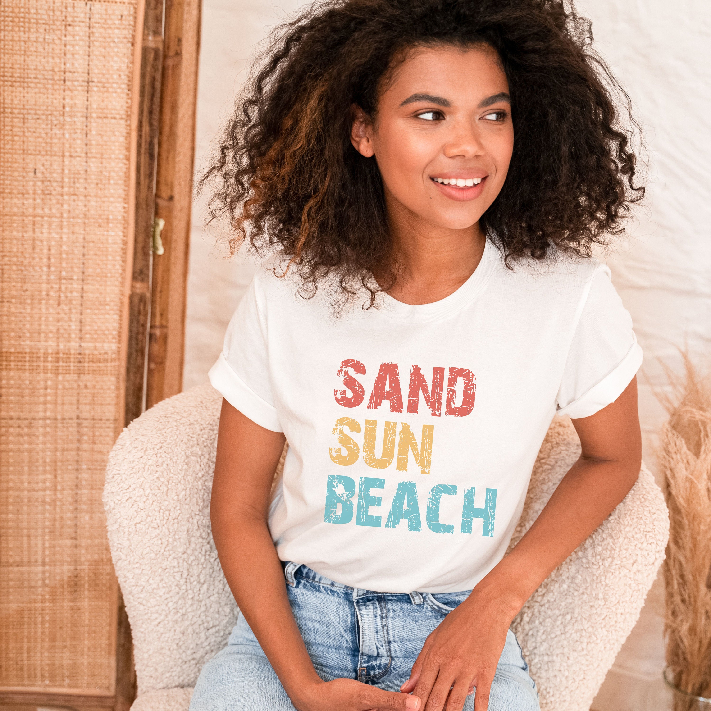 Sand Sun Beach Retro Tee Vintage Look Tshirt Laid Back Beach Etsy