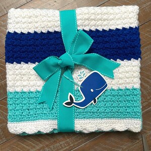 Handmade Blue, White and Aqua Baby Boy Blanket Crafted in Quality Yards