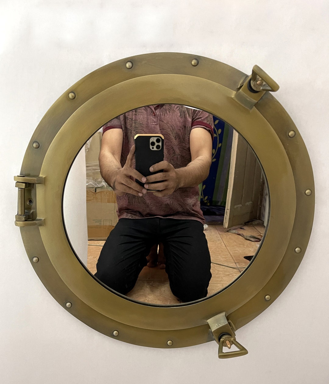 Nautical Brown Porthole Brown Antique Porthole Mirror Etsy