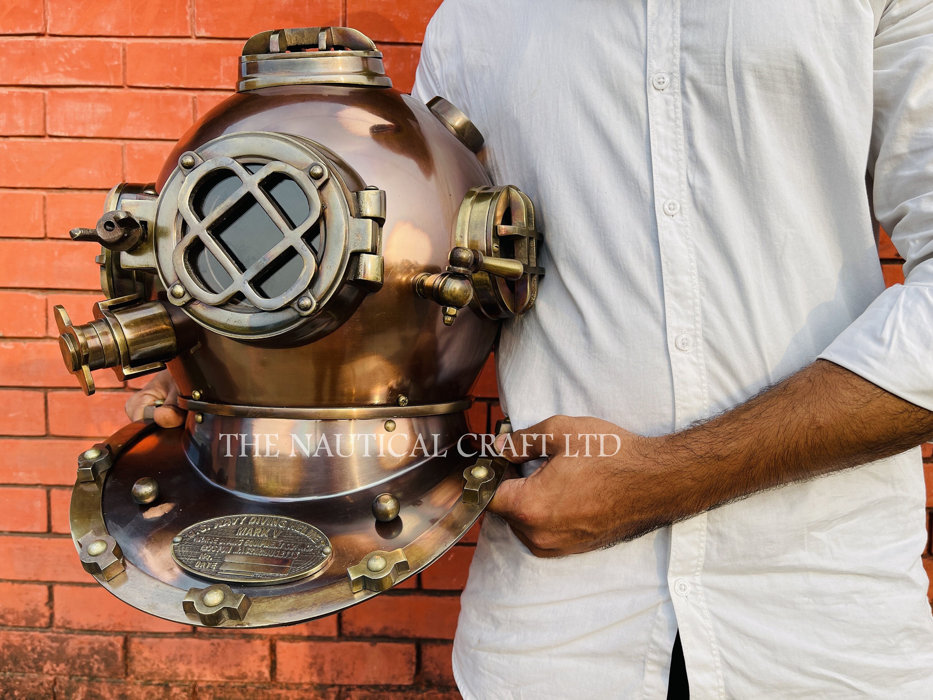 Divers Helmet Stand , Handmade U.S Navy Mark V Scuba , Divers Helmet