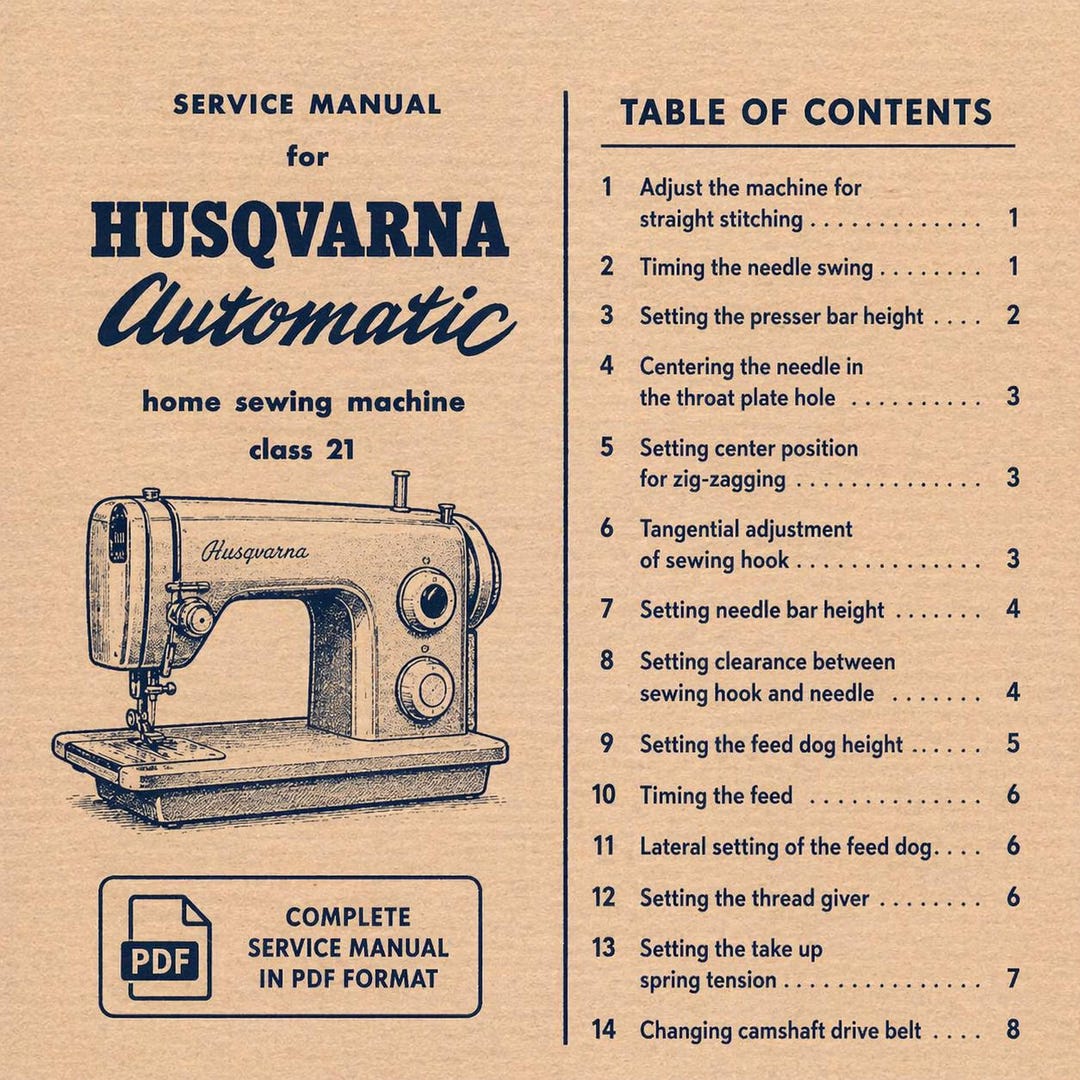 Husqvarna Viking Class 21 Automatic Repair and Service PDF Download ...