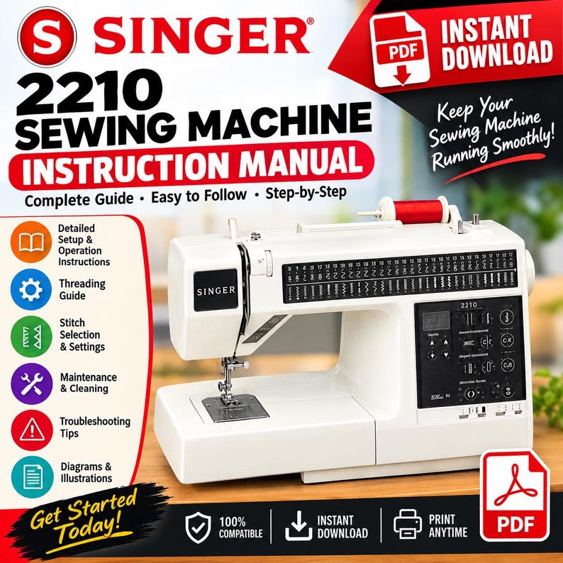 Singer 2210 Sewing Machine Instruction Manual | Instant Pdf-download ...