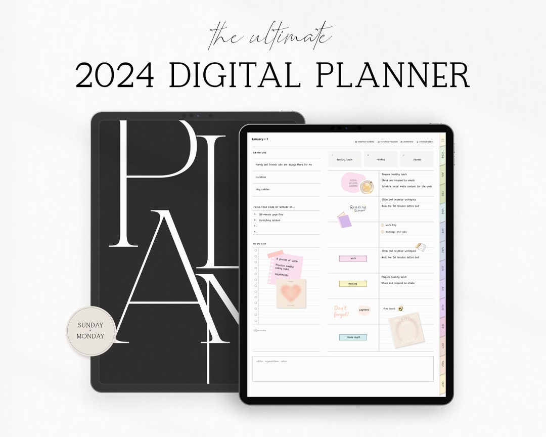 Digital Planner 2024 Minimalist Digital Planner iPad Planner Goodnotes