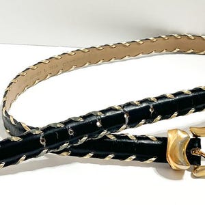 Captiva Black and Gold 1980’s Leather Belt