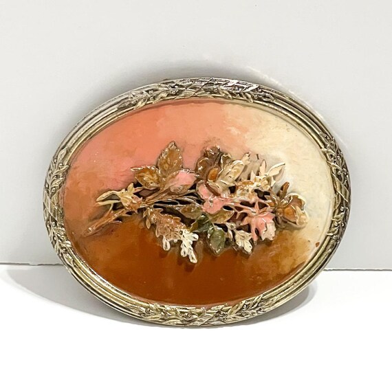 Alain Fourdraine Paris Floral Enamel Belt Buckle - Etsy display picture 1