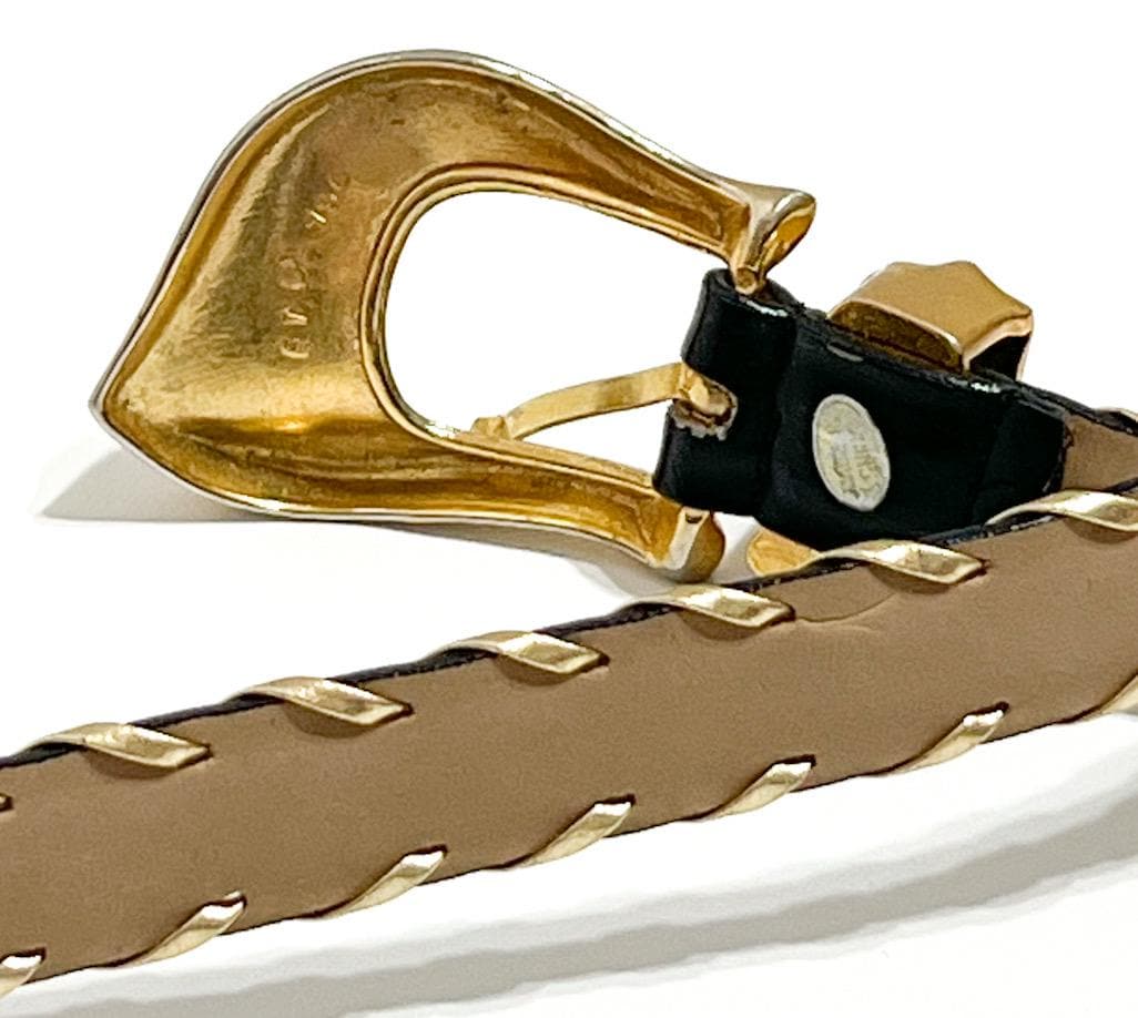 Captiva Genuine Leather Belt Black Size L Gold Tone Buckle Ornate Design Captiva Belt Women main image 2