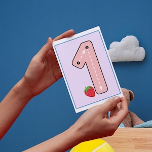 Obst-Design-Zahlen-Verfolgungs-Karteikarten - Lustige druckbare Zählaktivität - Montessori-Lernen zu Hause - Digitaler Download