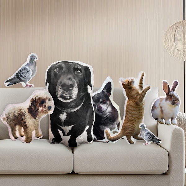 Hundekissen | Individuelles Haustierkissen | Personalisiertes Haustier-Gedenkgeschenk | Individuell geformtes Kissen | Katzenkissen | Geschenk für Haustierliebhaber | Personalisiertes Geschenk