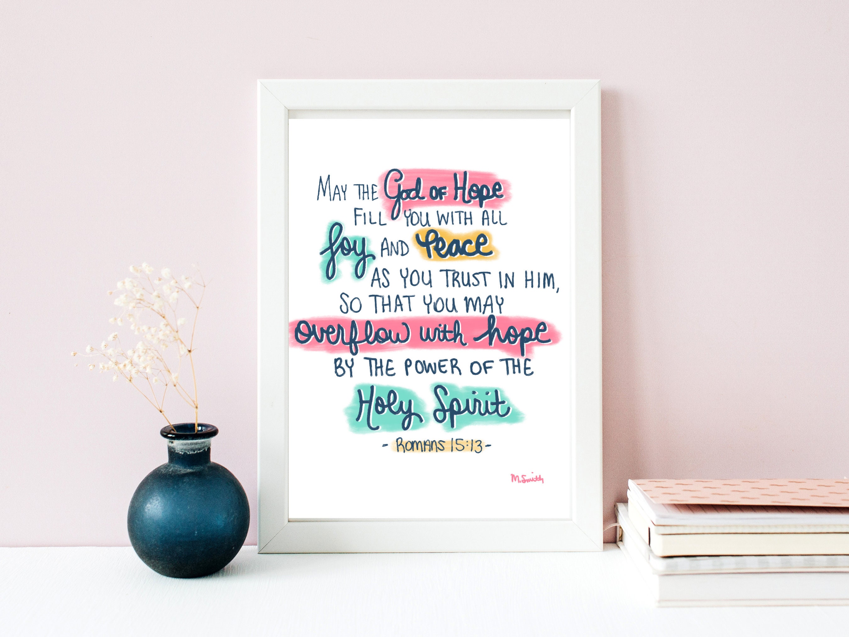 Romans 15 13 Bible Verse Art Hand-drawn Digital Art Work Colorful Art ...