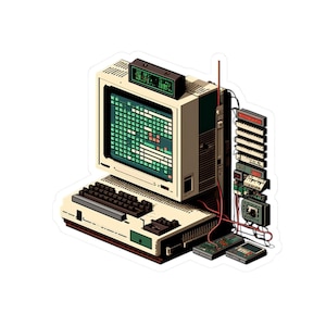 Retro Computer Vinyl Aufkleber - Pixel Art - Vinyl Aufkleber