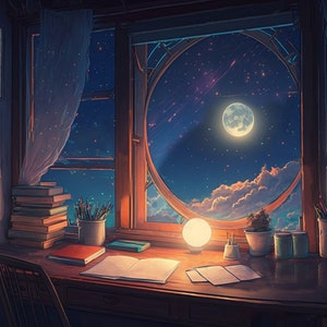 Anime Fondo De Escritorio Noche estrellada Ilustraciones