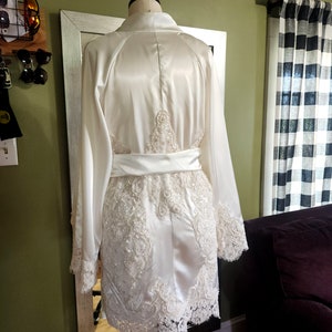 Bridal robe, unpack the dress, robe made from loved ones dress for wedding, wedding day robe, Drapey Sleeve Version image 2
