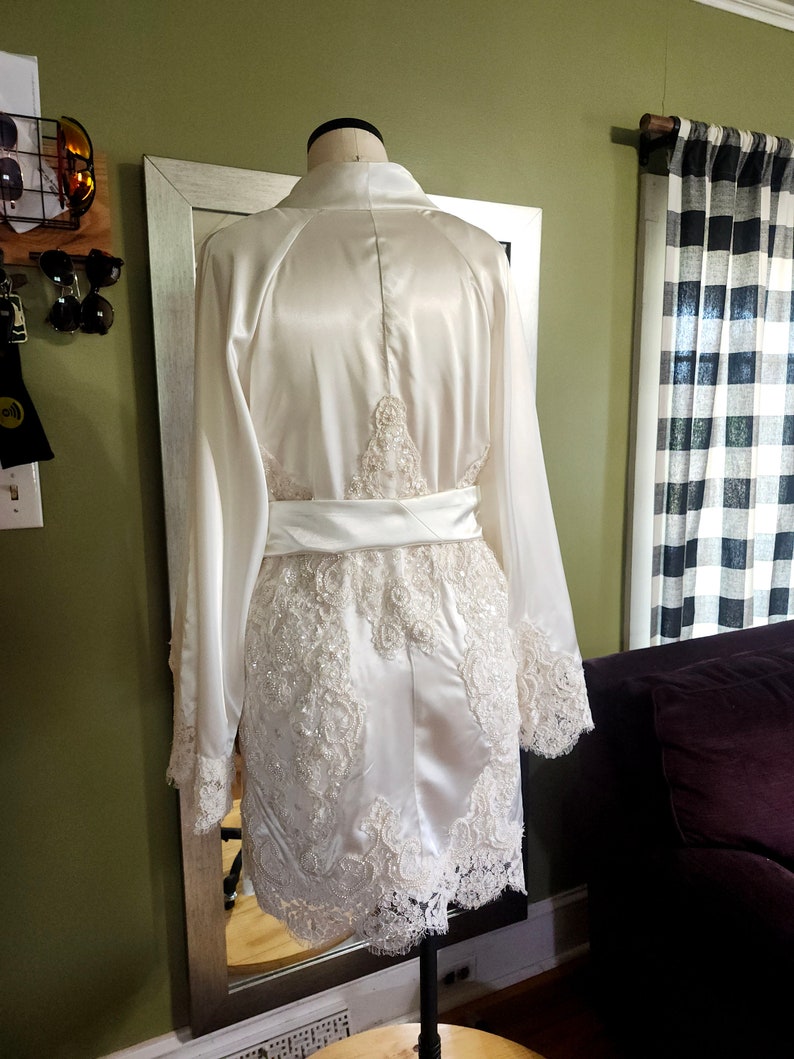 Bridal robe, unpack the dress, robe made from loved ones dress for wedding, wedding day robe, Drapey Sleeve Version image 2