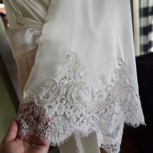 Bridal robe, unpack the dress, robe made from loved ones dress for wedding, wedding day robe, Drapey Sleeve Version image 3