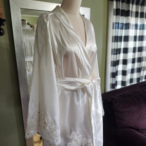 Bridal robe, unpack the dress, robe made from loved ones dress for wedding, wedding day robe, Drapey Sleeve Version image 1