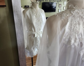 Bridal robe, unpack the dress, robe made from loved ones dress for wedding, wedding day robe, Drapey Sleeve Version