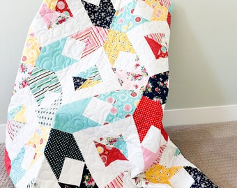 Big Stars Pieced Quilt