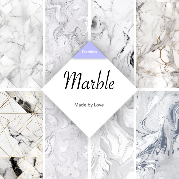 Marble Digital Paper - 8 Seamless Designs - 14x14in - Commercial Use - High Quality