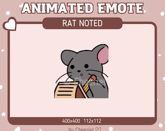 Emote animado de rato cinza | Twitch | Discord | Nota fofa de rato