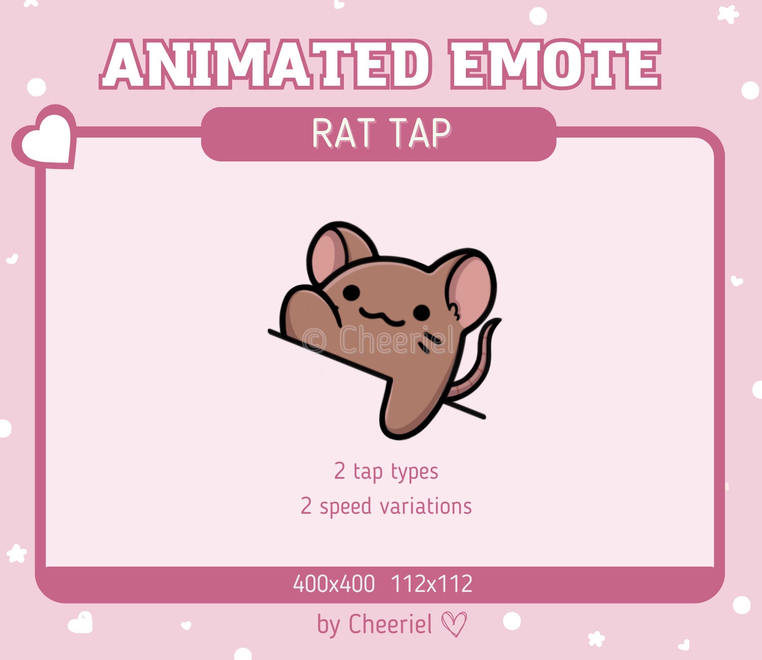 アニメーション付き茶色いネズミのタップエモート | Twitch | Discord 