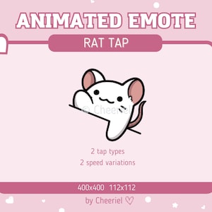 Animated White Rat Tap Emote | Twitch | Discord | Cute Bongo Mouse 