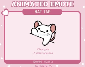 Animated White Rat Tap Emote |  Twitch  |  Discord  |  Cute Bongo Mouse